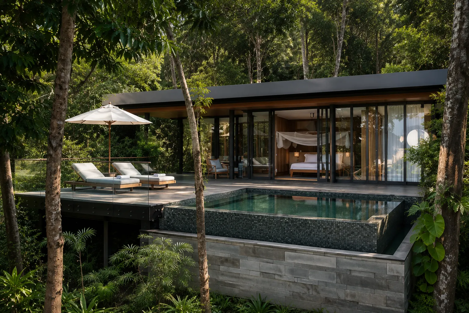 Couple practicing yoga and meditation at a luxury wellness retreat