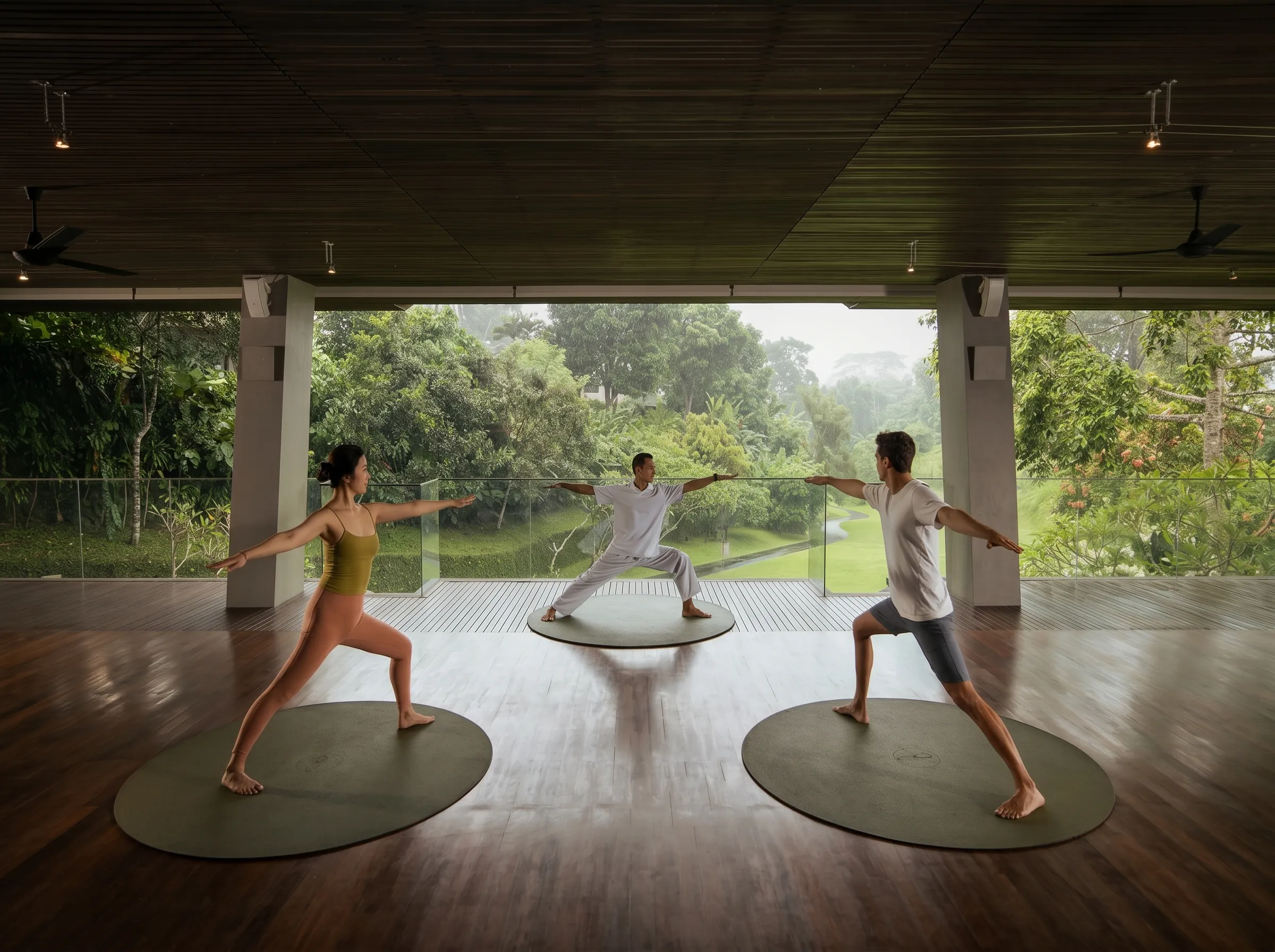 Bespoke private wellness sanctuary surrounded by lush tropical vegetation